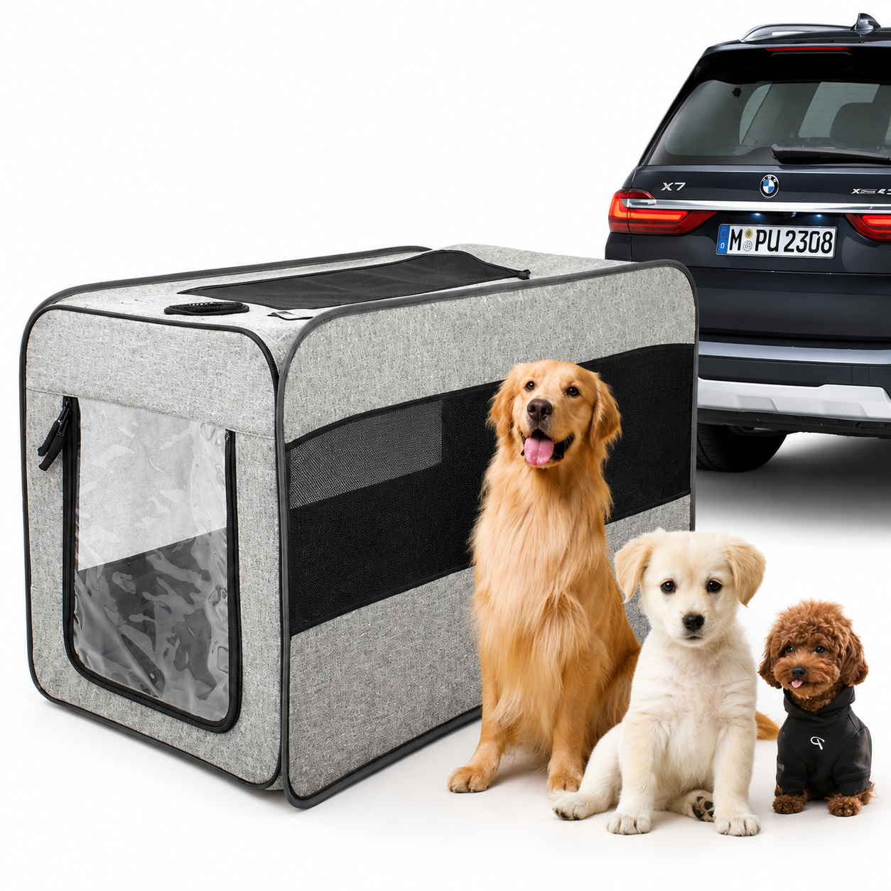 Foldable Pet Car Carrier Cage