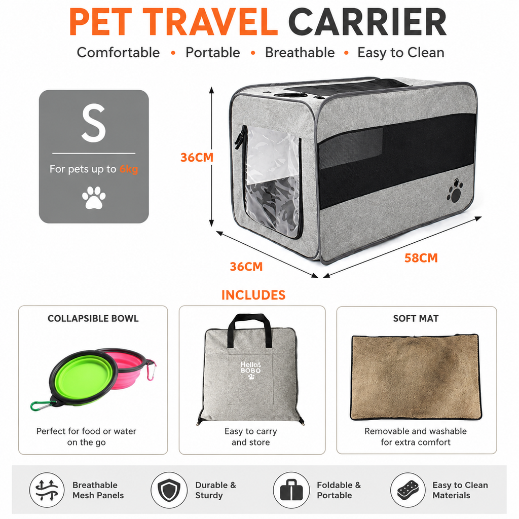 Foldable Pet Car Carrier Cage
