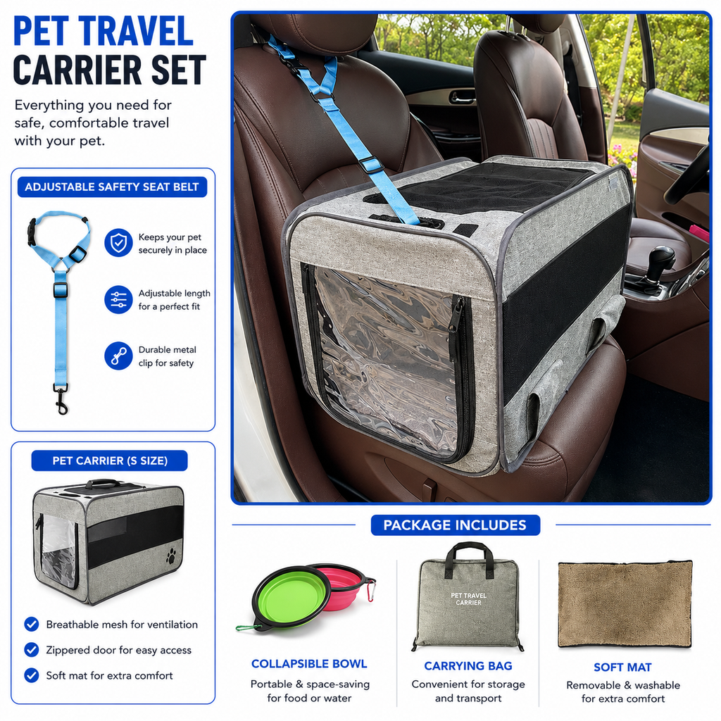 Foldable Pet Car Carrier Cage