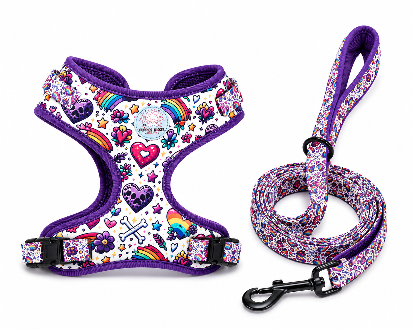 No-Pull Step-In Dog Harness & Leash Set – Pink Galaxy