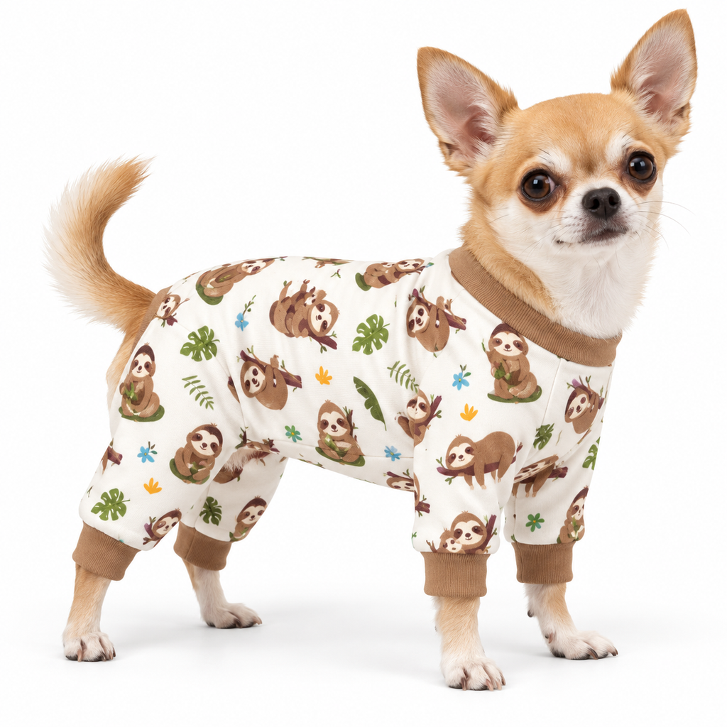 Soft Sloth Print Dog Pajamas