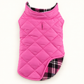 Pink Plaid Reversible Fleece-Lined Dog Puffer Coat