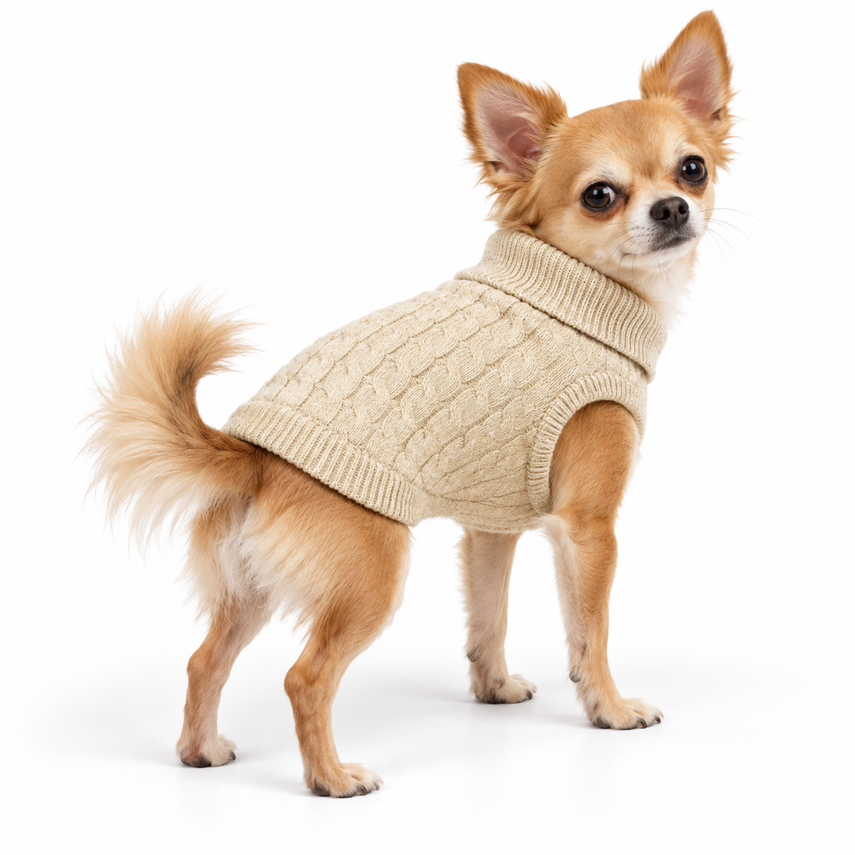 Cotton Cable Knit Dog Sweater – Oatmeal