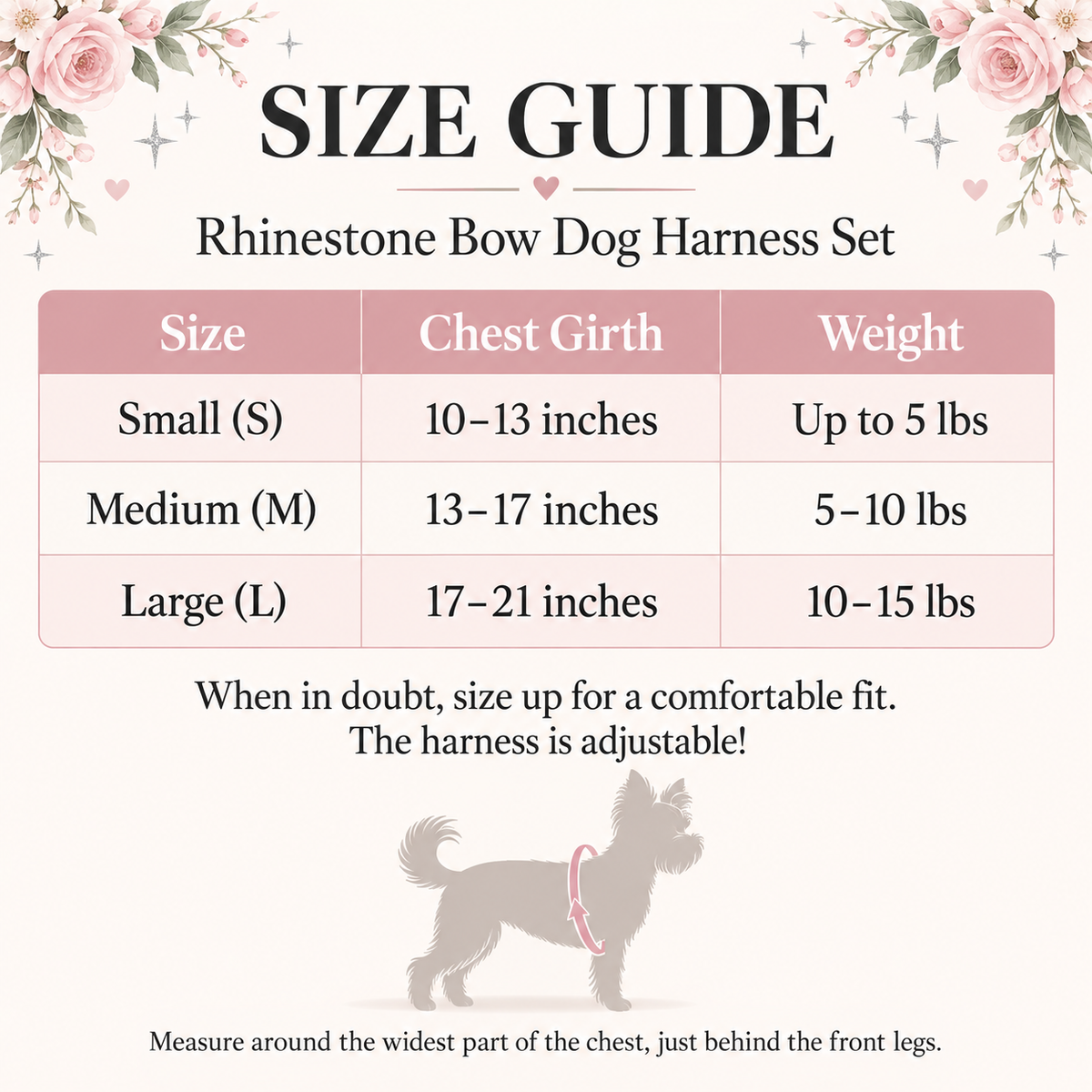 Bling Rhinestone Bow Dog Harness Collar & Leash Set – Small Dogs