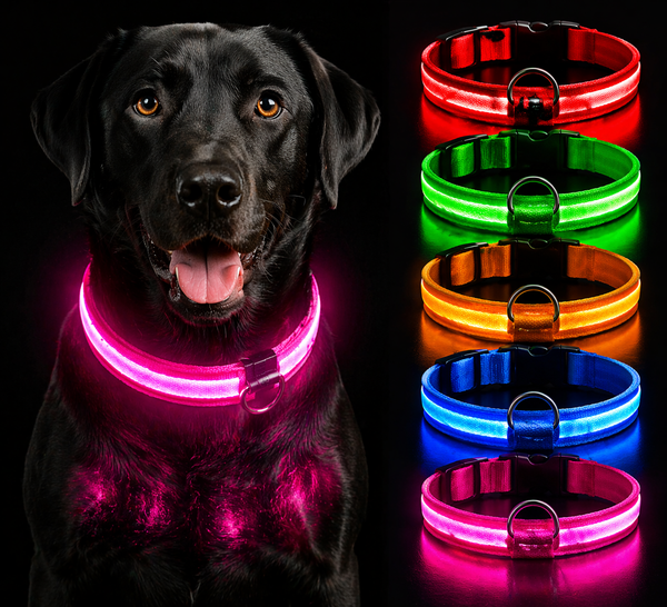 LED Dog Collar Rechargeable – Light Up Pet Collar for Night Safety Walking, Adjustable Waterproof Glow Collar for Small Medium Large Dogs