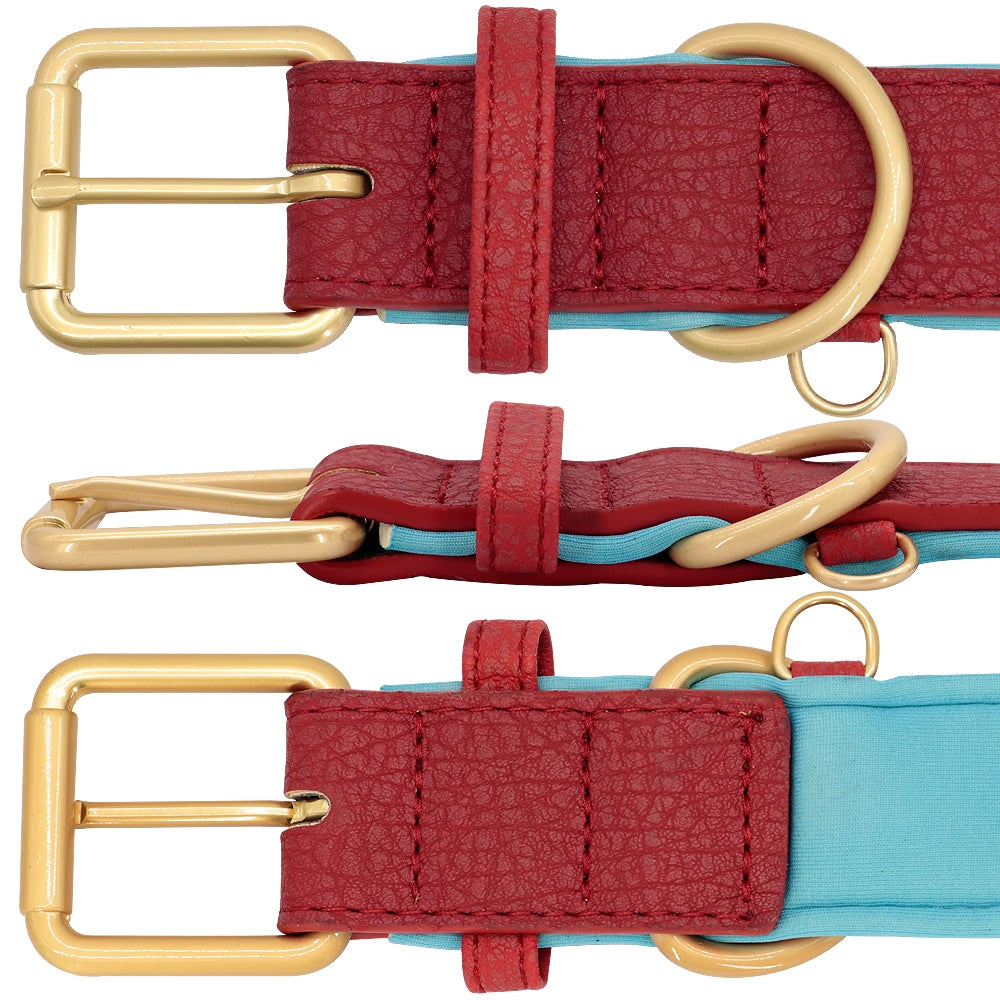 Custom Engraved Genuine Leather Dog Collar – Personalized ID Plate Tag, 2-Layer Padded
