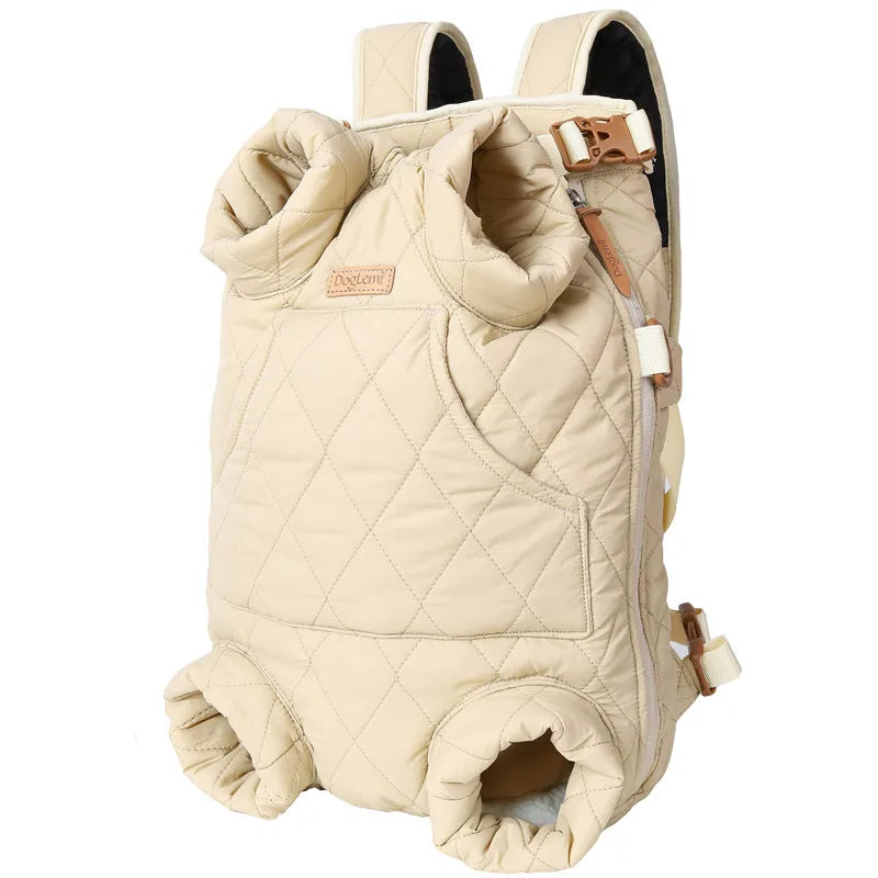 Winter Pet Backpack Carrier – Warm Fleece-Lined Hands-Free Travel Bag for Small Dogs & Cats