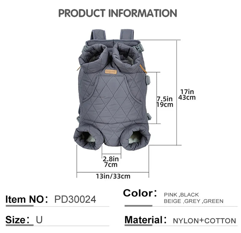 Winter Pet Backpack Carrier – Warm Fleece-Lined Hands-Free Travel Bag for Small Dogs & Cats