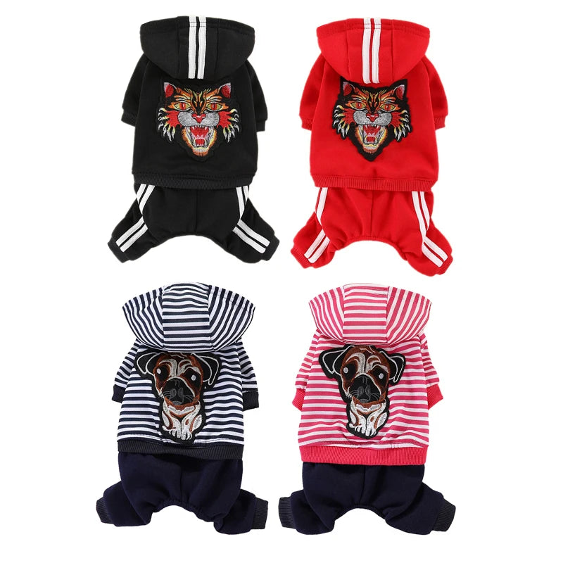 Tiger Graphic Hooded Cotton Dog Jumpsuit