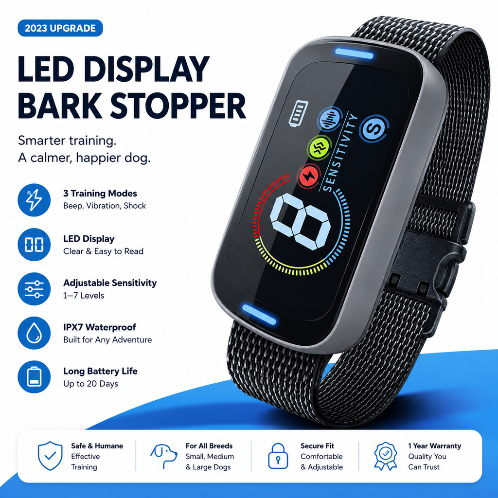 Color Screen Bark-stop Dog Training Collar