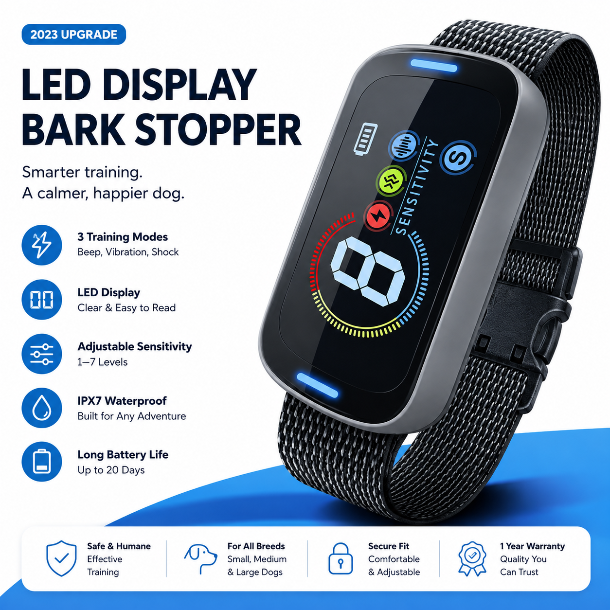 Color Screen Bark-stop Dog Training Collar