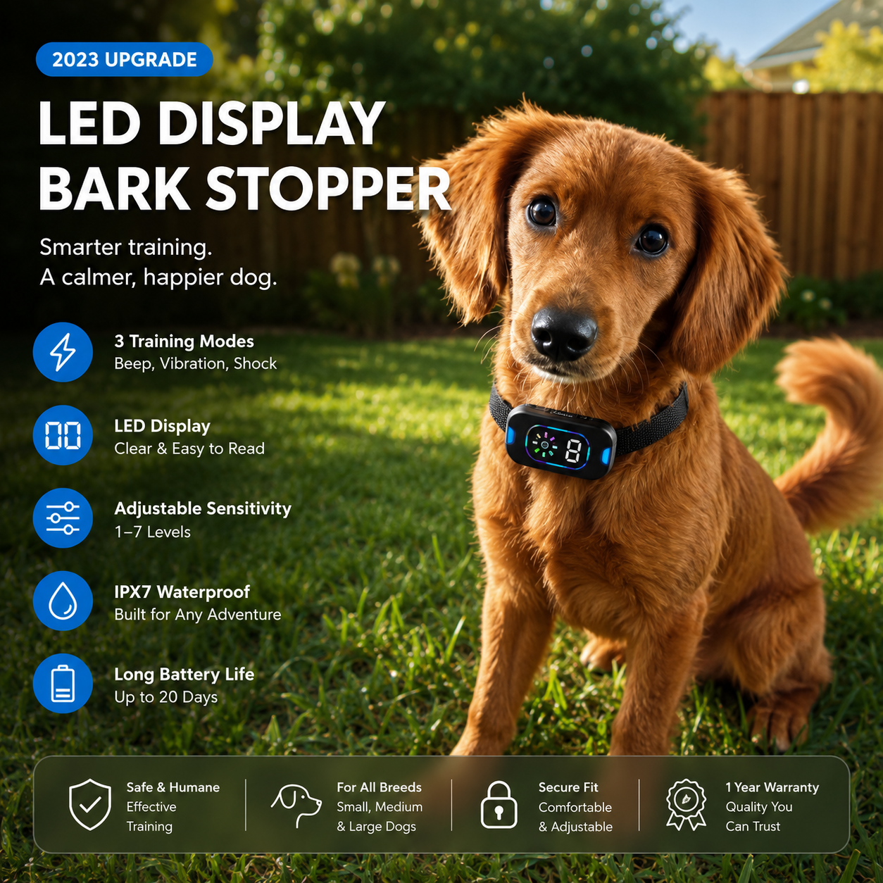 Color Screen Bark-stop Dog Training Collar