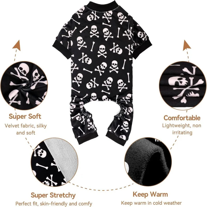 Skull & Crossbones Plush Dog Pajamas
