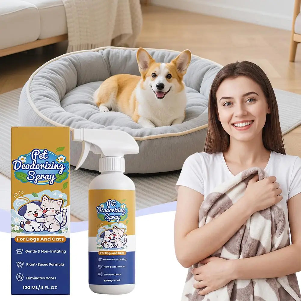 Professional Pet Deodorant Spray – Odor & Urine Smell Eliminator for Dogs & Cats (120ml)