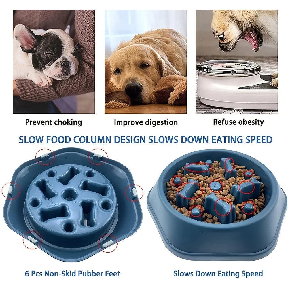 Large Capacity Slow Feeder Bowl for Dogs & Cats – Anti-Slip, Anti-Choking
