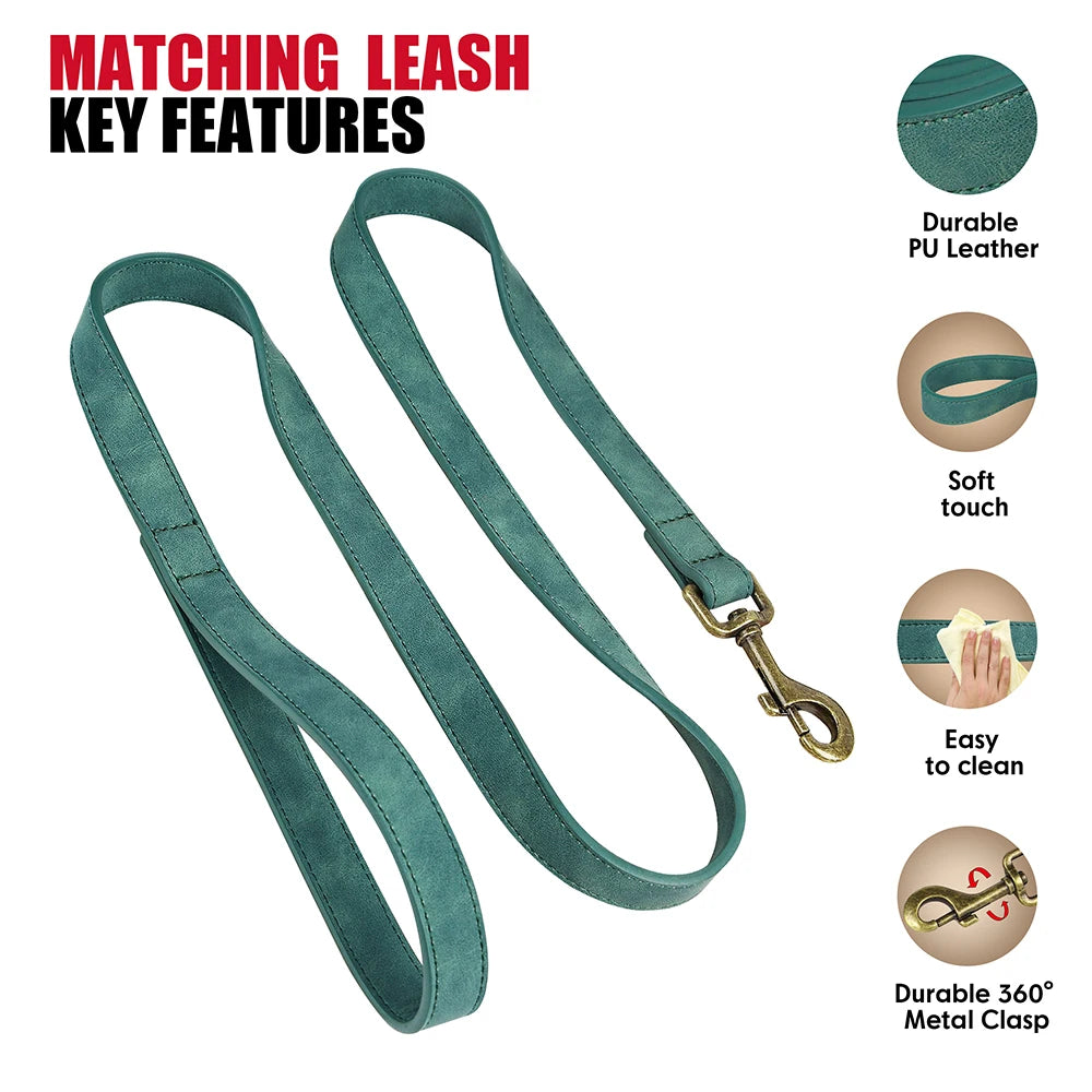 PU Leather Dog Collar & Leash Set – Adjustable, Durable & Soft for Small to Large Dogs