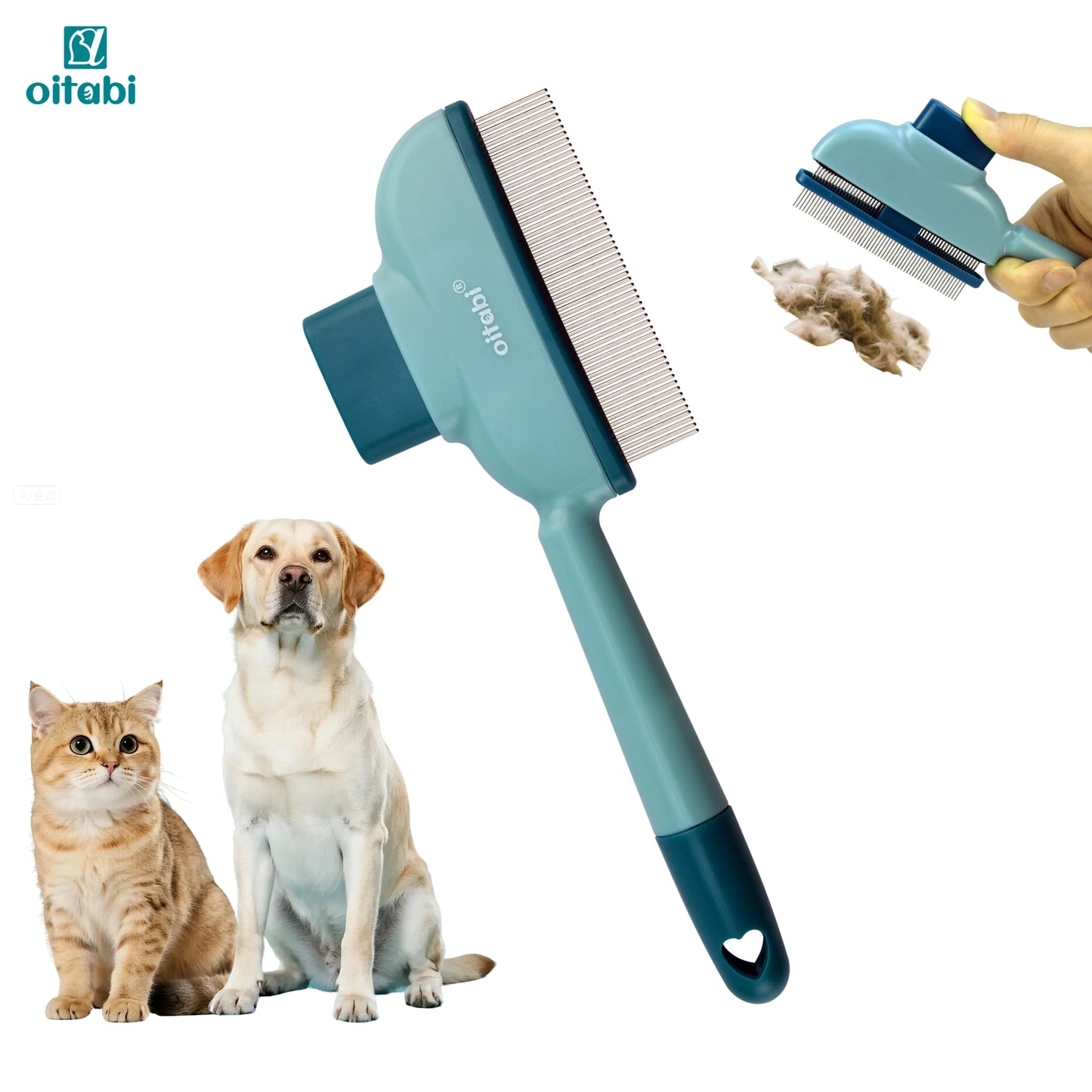 Oitabi Pet Deshedding Flea Comb – Stainless Steel Teeth for Dogs & Cats