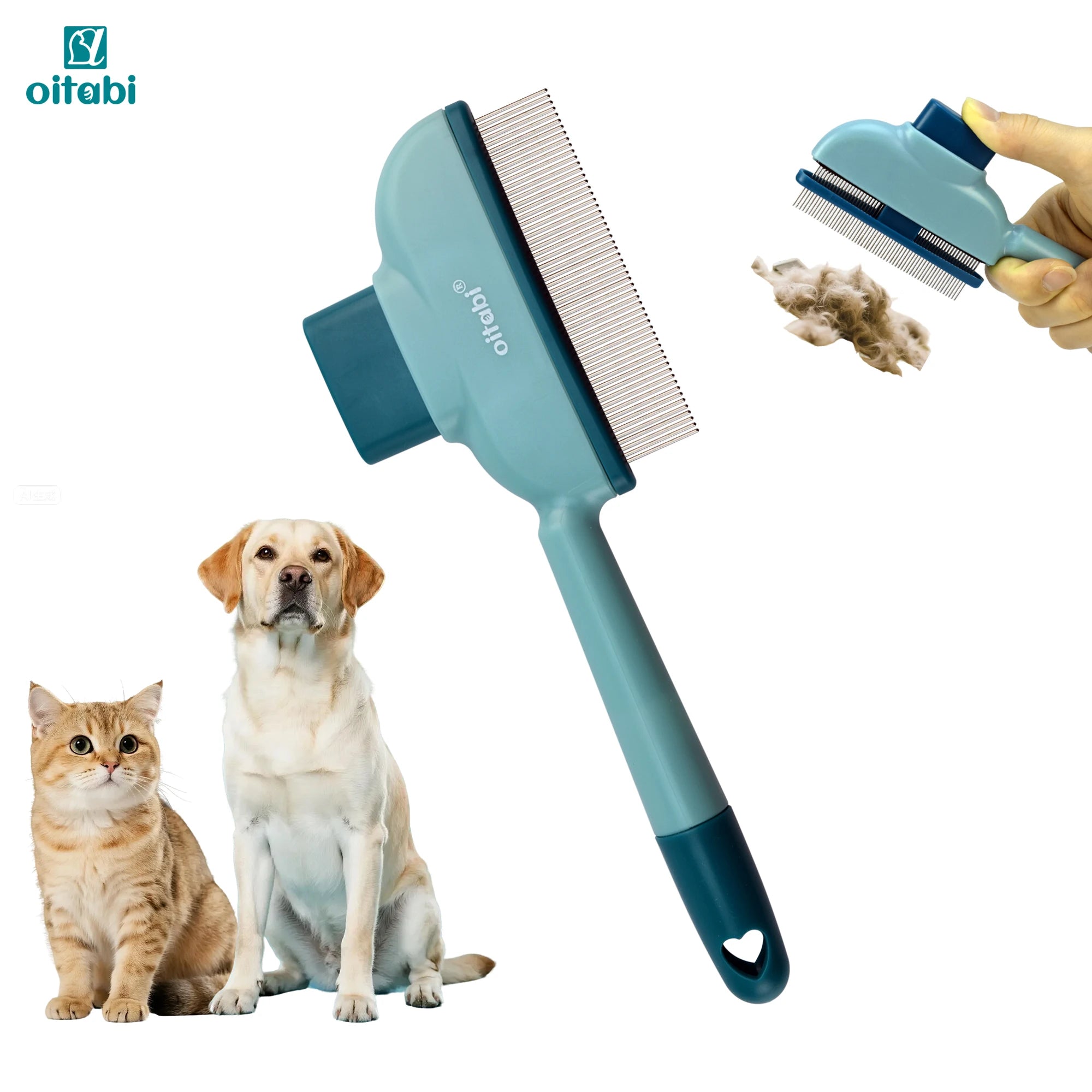 Oitabi Pet Deshedding Flea Comb – Stainless Steel Teeth for Dogs & Cats