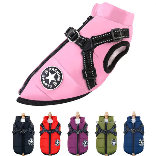 Waterproof Winter Dog Jacket with Built-In Harness – Warm Padded Coat for Small & Medium Dogs