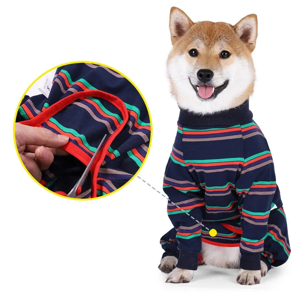 Striped Stretch Four-Legged Dog Pajamas