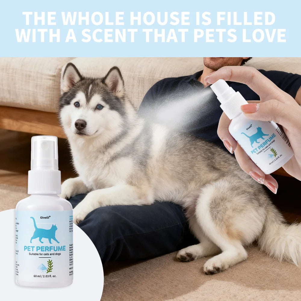 Pet Deodorizing & Fragrance Spray – Long-Lasting Body Odor Eliminator for Dogs & Cats (60ml)