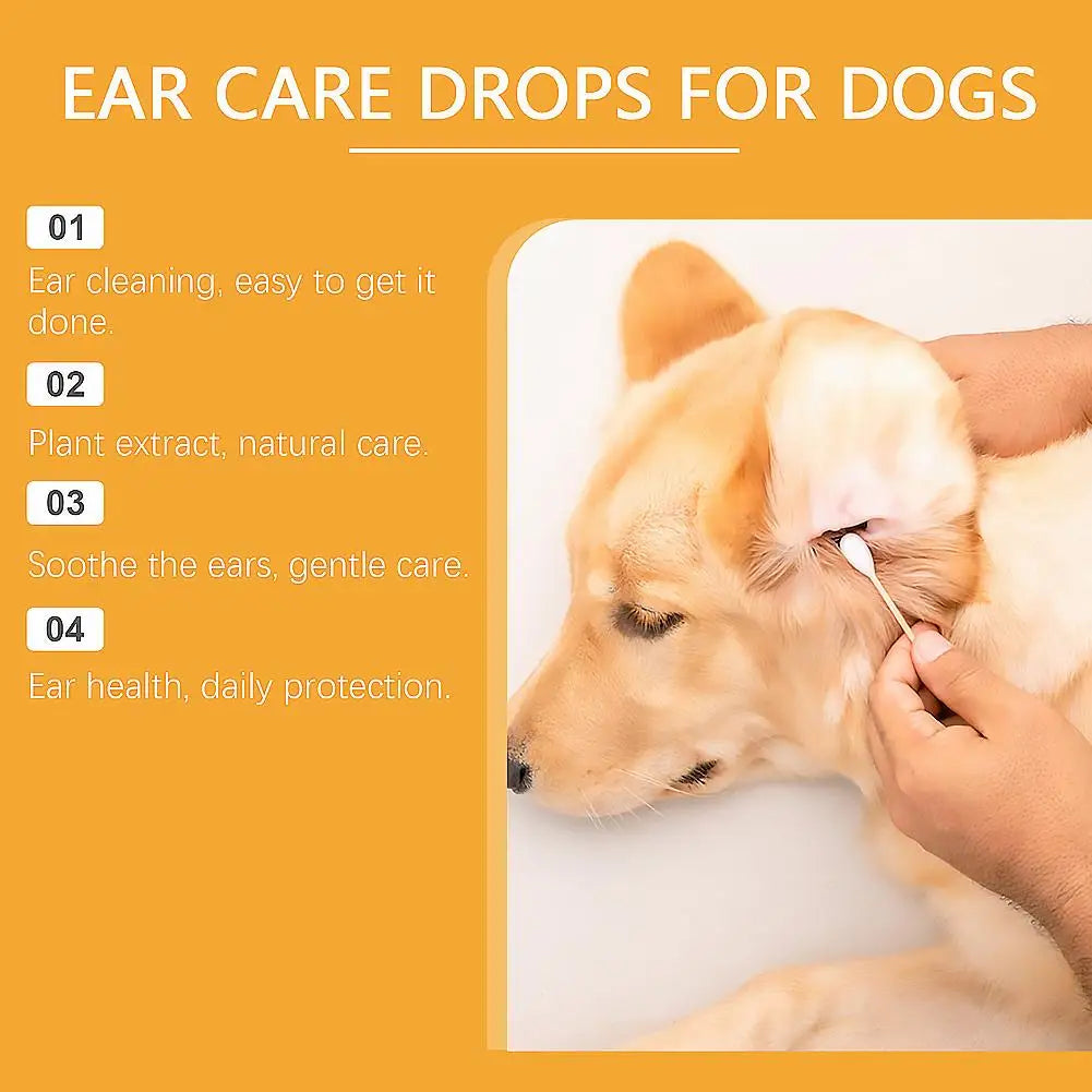 Pet Ear Cleaner Drops – Anti-Fungal, Anti-Bacterial Itch Relief & Wax Remover for Dogs & Cats (60ml)
