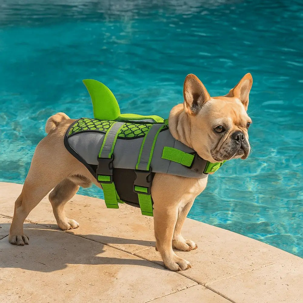 Shark Dog Life Jacket – Reflective High-Buoyancy Safety Vest with Rescue Handle