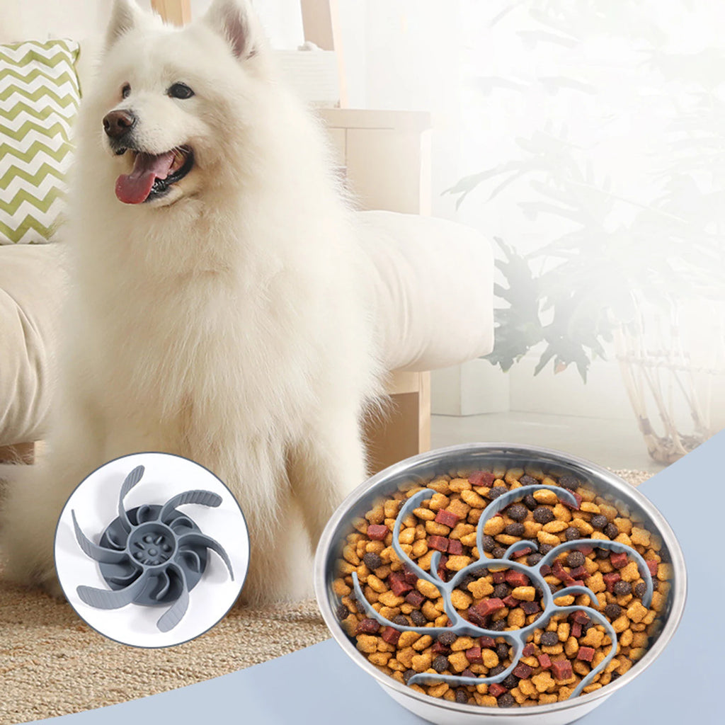 Slow Feeder Dog Bowl Insert – Anti-Choking Spiral Silicone Feeder for All Breeds