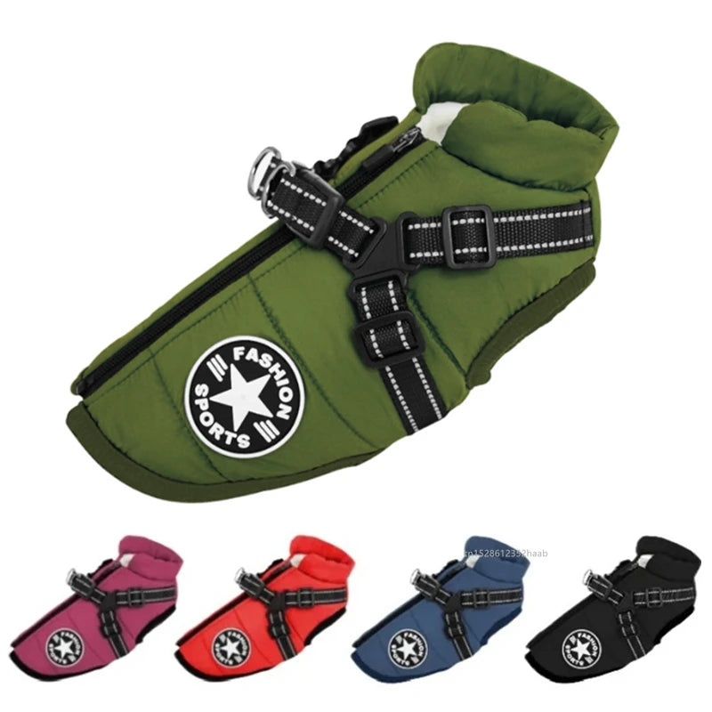 Waterproof Winter Dog Jacket with Built-In Harness – Warm Coat Vest for Small & Medium Dogs