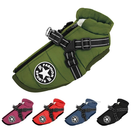 Waterproof Winter Dog Jacket with Built-In Harness – Warm Coat Vest for Small & Medium Dogs