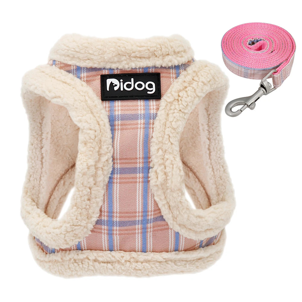 Warm Winter Dog Harness & Leash Set – Soft Fleece Padded Vest for Small Dogs