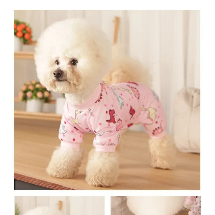 Dinosaur Print Cotton Dog Pajamas