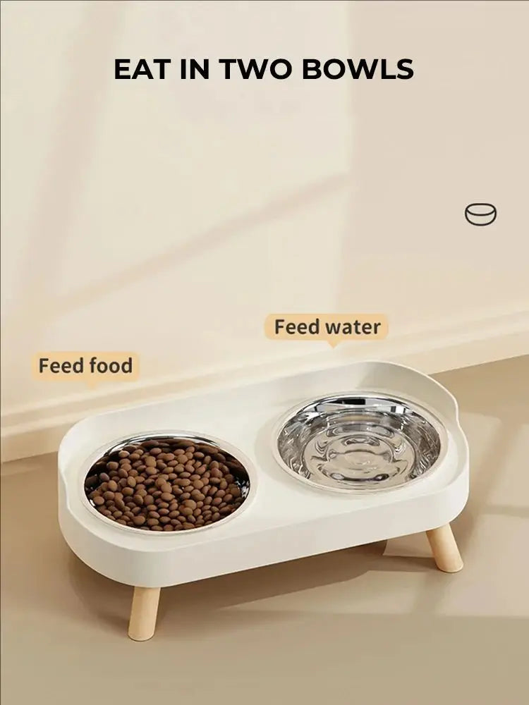 Elevated Double Pet Feeder with Neck Support – Stainless Steel Food & Water Station
