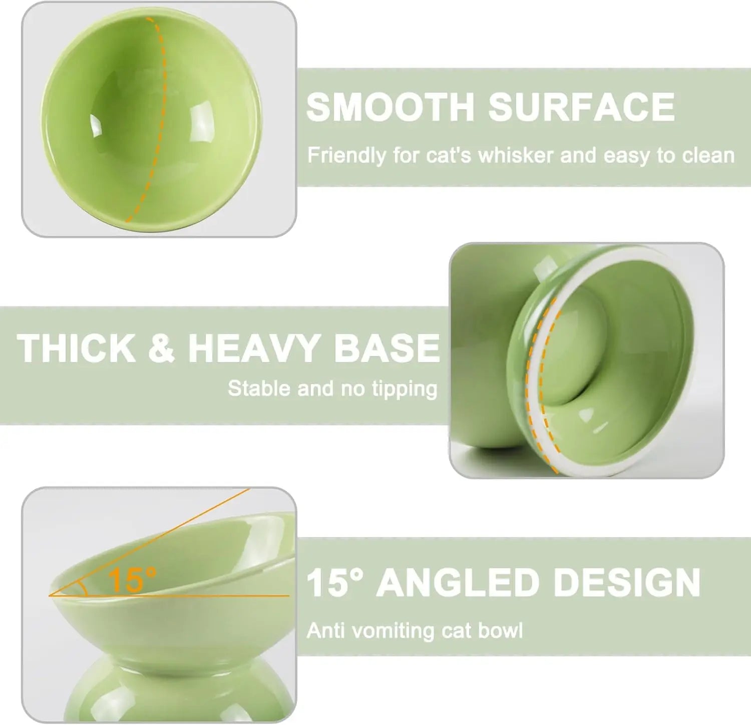Tilted Ceramic Elevated Cat Bowl – Dishwasher & Microwave Safe Pet Feeder