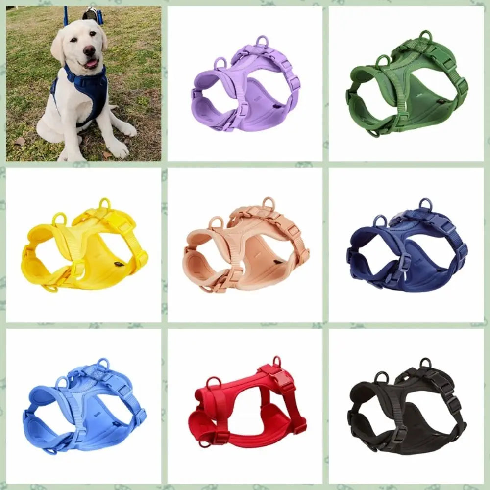 Candy Color Reflective Dog Harness Vest – Adjustable PVC Chest Strap for Outdoor Walking
