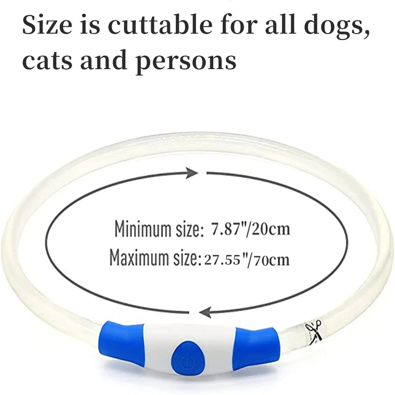 USB Rechargeable LED Dog Glow Collar – Cut to Fit