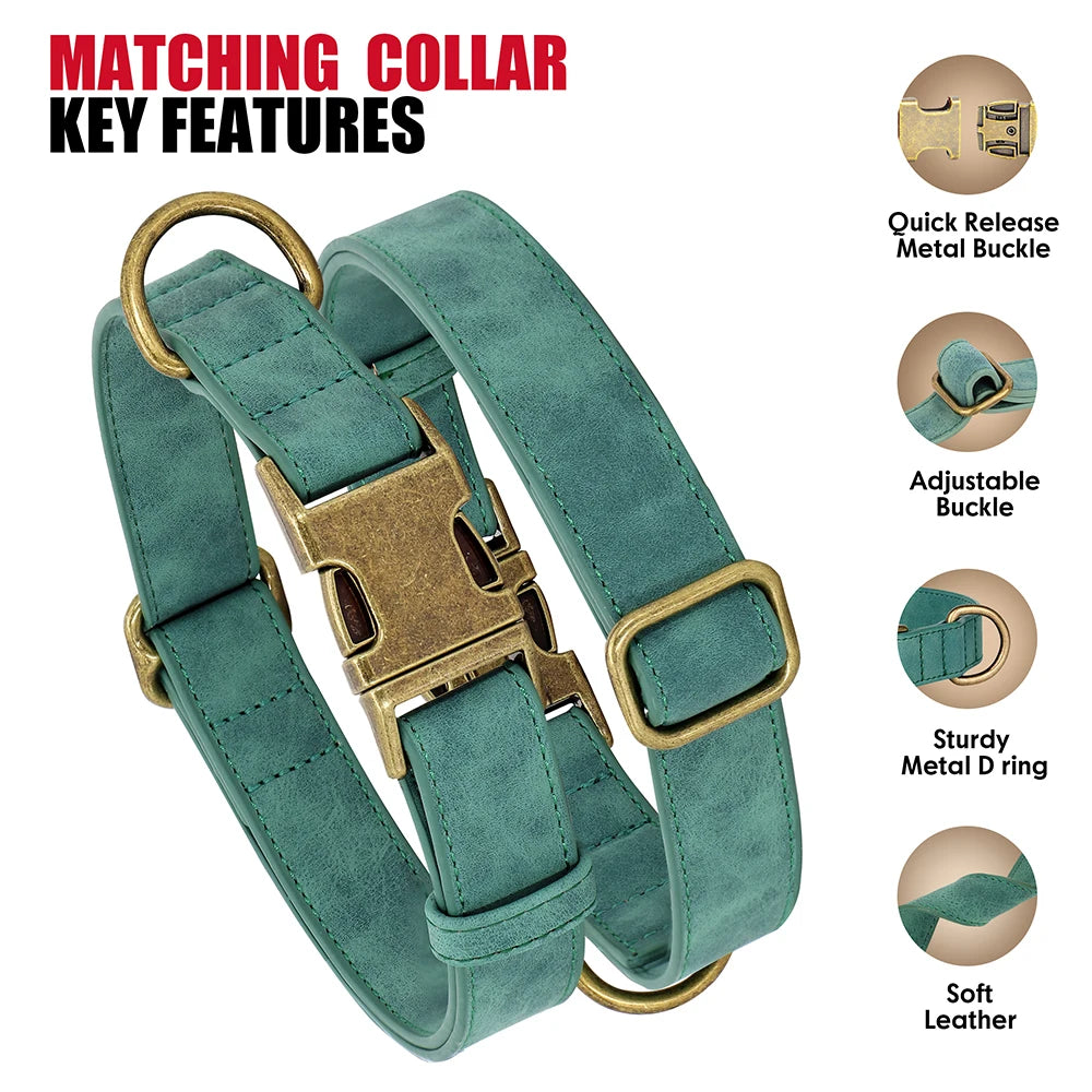 PU Leather Dog Collar & Leash Set – Adjustable, Durable & Soft for Small to Large Dogs