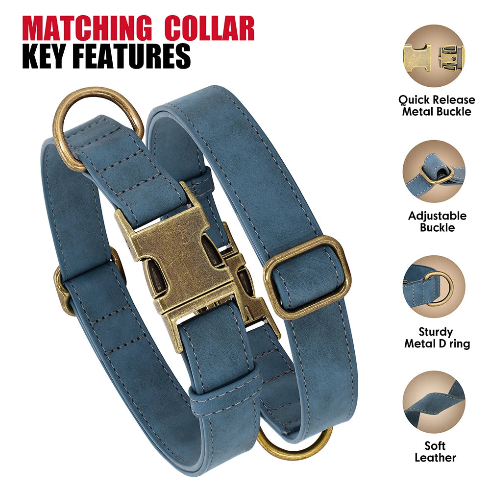PU Leather Dog Collar & Leash Set – Adjustable, Durable & Soft for Small to Large Dogs