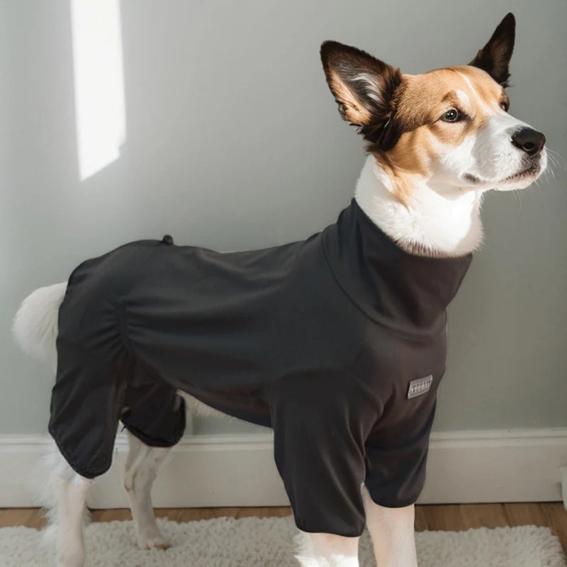 High-Collar Stretch Dog Pajamas for Large Dogs