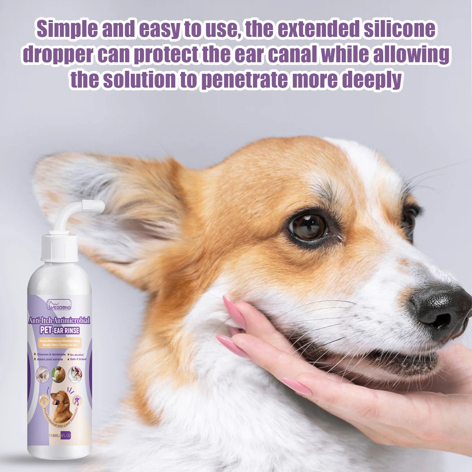 Pet Ear Cleaner Drops – Removes Ear Wax, Relieves Odor & Prevents Infection for Dogs & Cats (118ml)