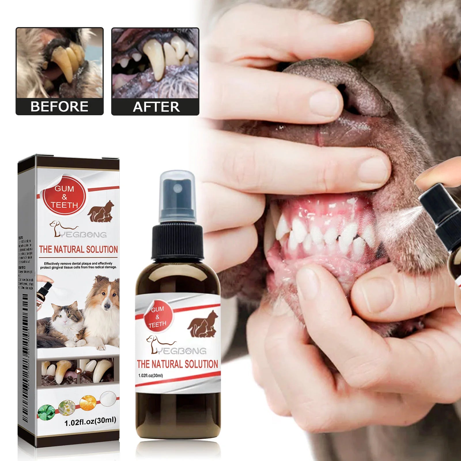 Pet Tooth Cleaning & Deodorizing Spray – Fresh Breath Dental Care for Dogs & Cats (30ml)