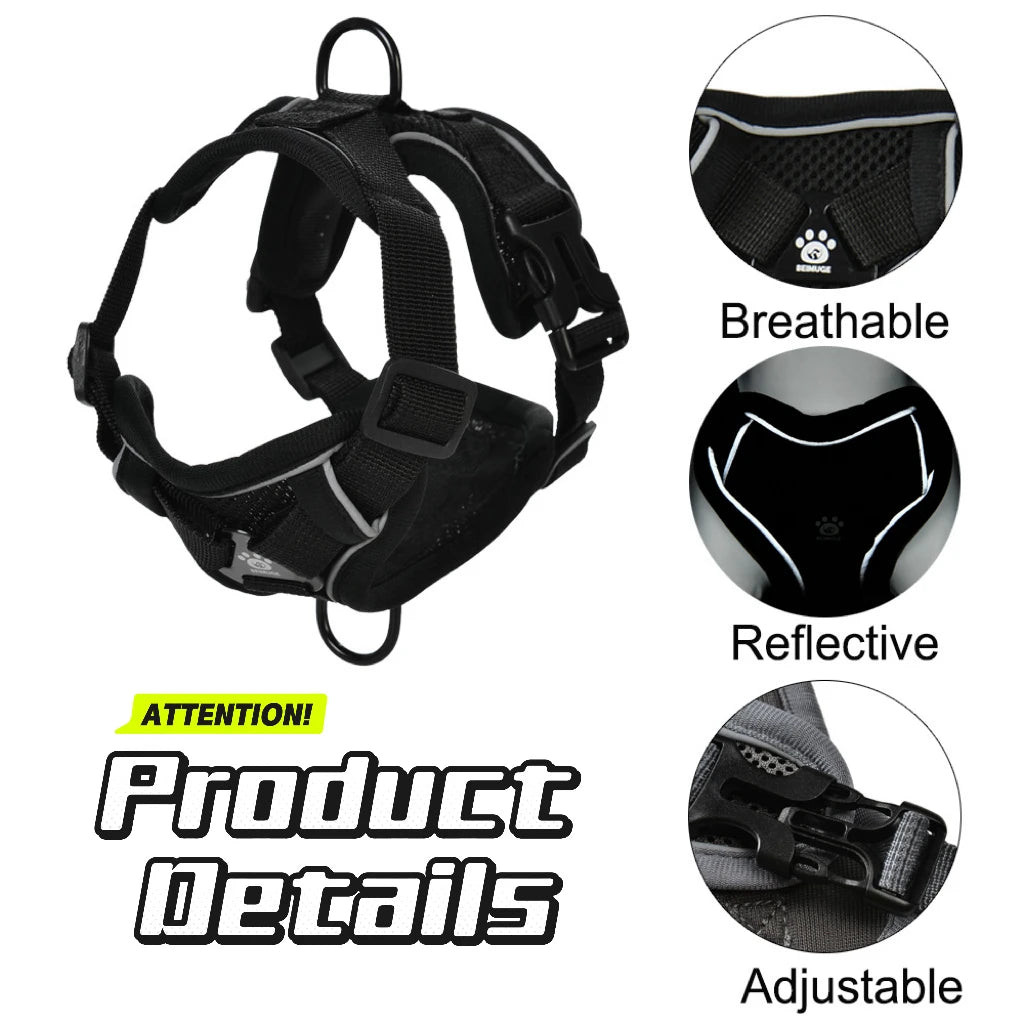 Reflective Adjustable Dog & Cat Harness Leash Set – Breathable Nylon Vest for Hiking & Walking