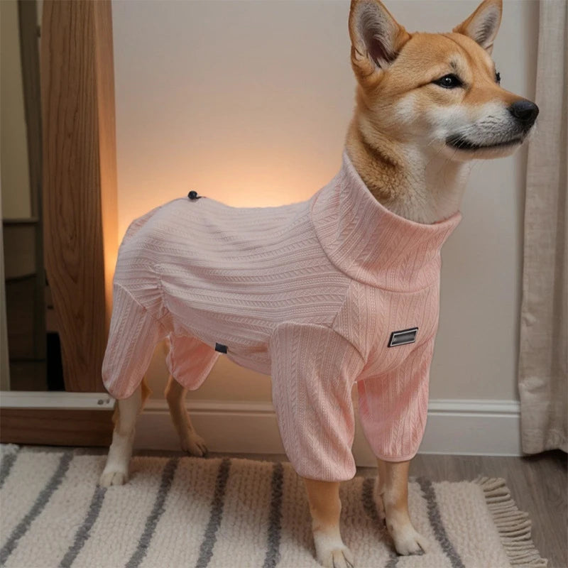 High-Collar Stretch Dog Pajamas for Large Dogs