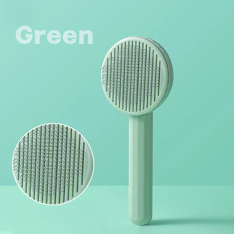 One-Click Self-Cleaning Pet Hair Removal Brush for Cats & Dogs