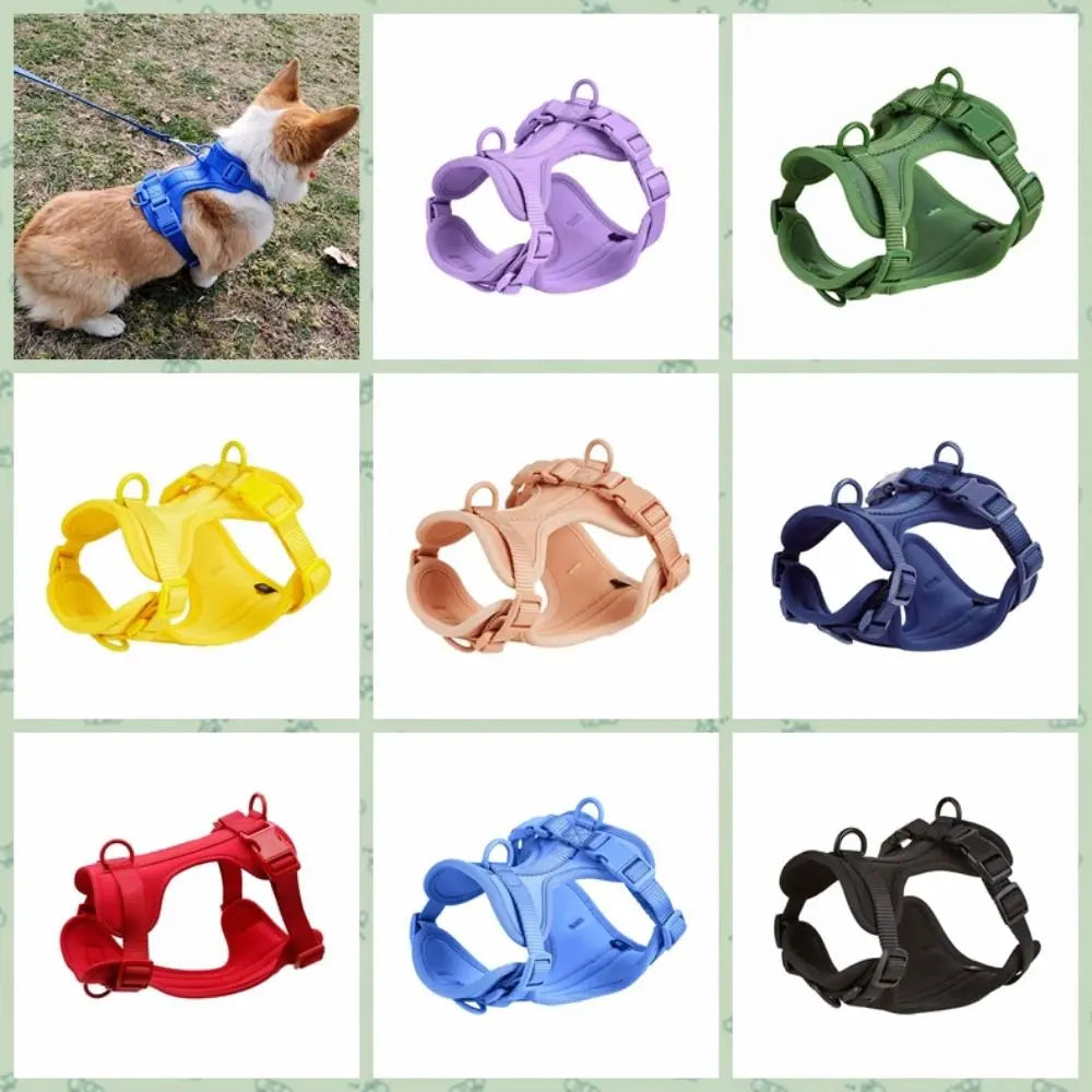 Candy Color Reflective Dog Harness Vest – Adjustable PVC Chest Strap for Outdoor Walking