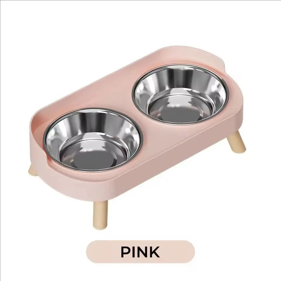 Elevated Double Pet Feeder with Neck Support – Stainless Steel Food & Water Station