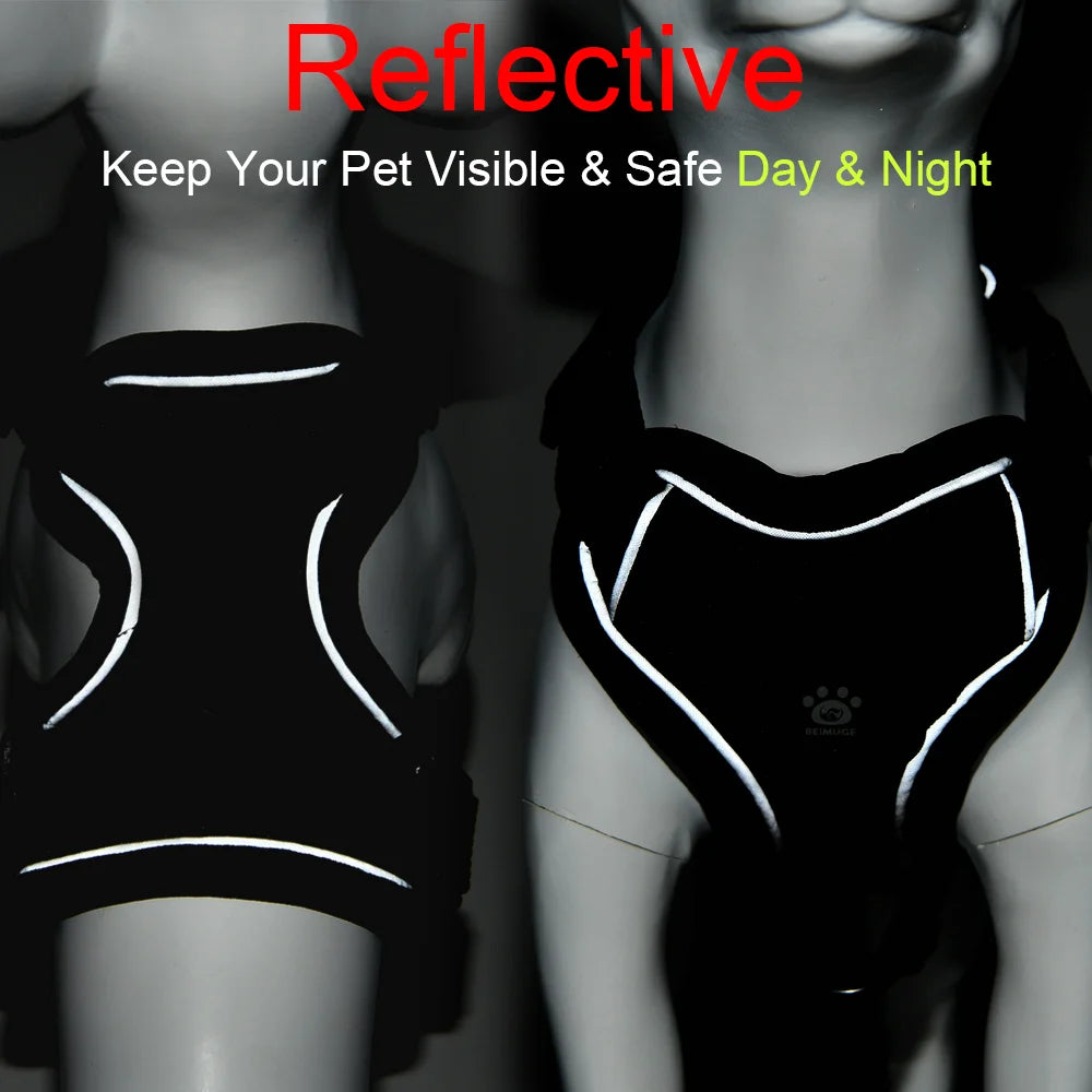 Reflective Escape-Proof Dog & Cat Harness Leash Set – Adjustable Breathable Vest for Small Pets