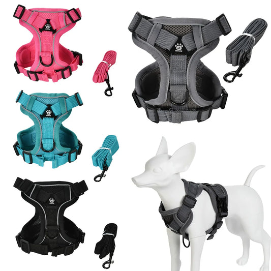 Reflective Dog Harness & Leash Set – Adjustable Vest for Small & Medium Dogs