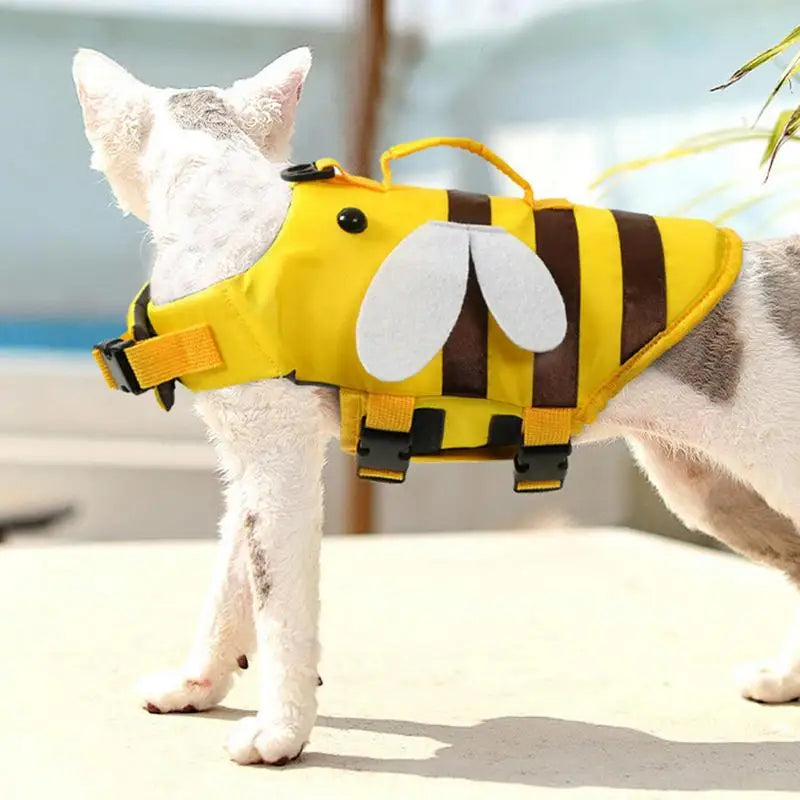 Fashionable Dog Life Vest with Rescue Handle – Bee & Dragonfly Design for Small Dogs