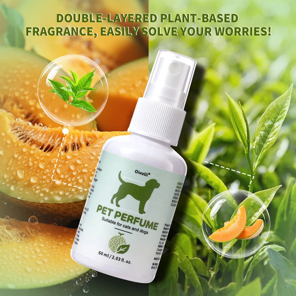 Pet Deodorizing & Fragrance Spray – Long-Lasting Body Odor Eliminator for Dogs & Cats (60ml)